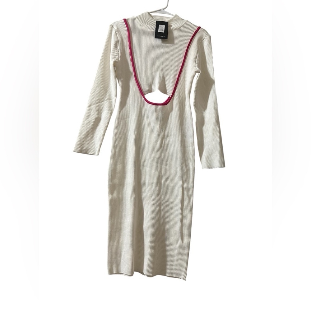 FASHION NOVA Keep Me Satisfied White Midi Sweater Dress